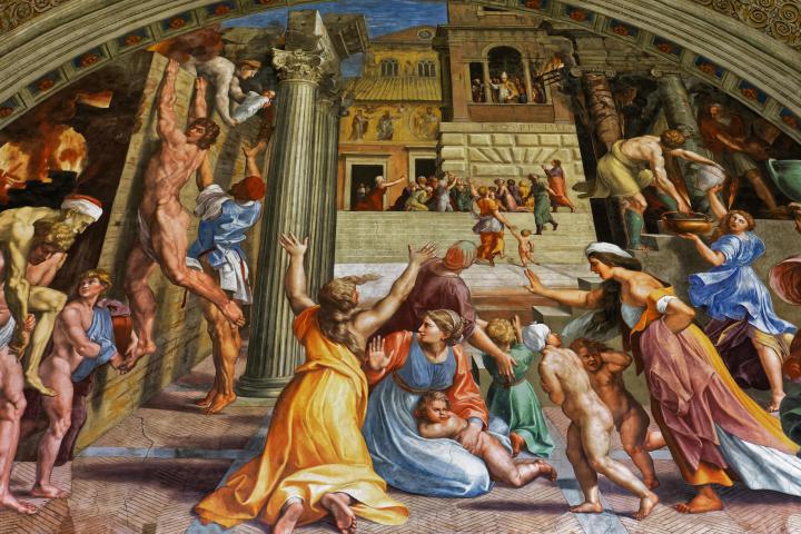 a group of people around each other