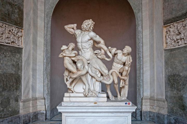 a statue of a stone building