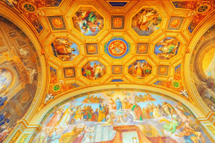 a close up of a colorful building