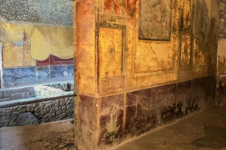 a painting of a dirty door