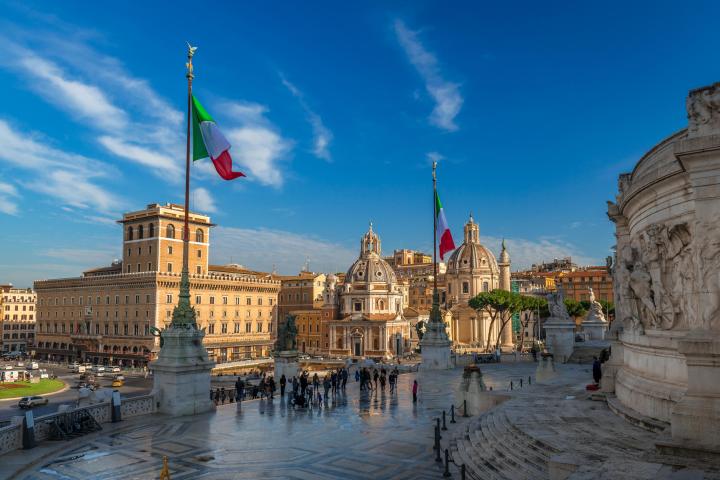 a group of people standing in front of a building